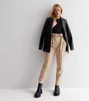 New Look Petite Stone Paperbag Trousers